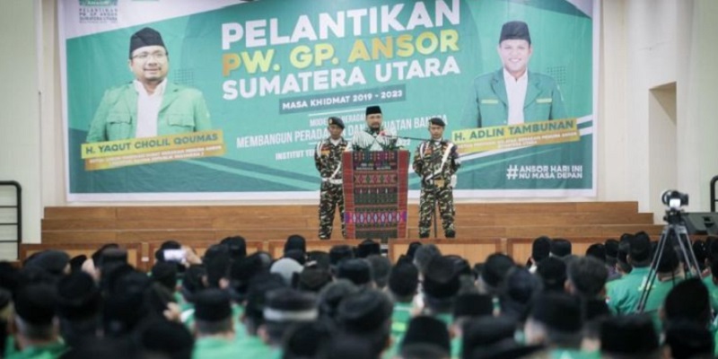 Ketum GP Ansor Gus Yaqut saat menghadiri pelantikan Ketua Pimpinan Wilayah (PW) Ansor Sumatera Utara/Net