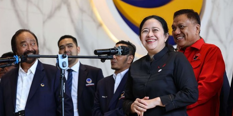 Krtua DPP PDIP sekakigus Ketua DPR RI Puan Maharani saat silaturahmi politik ke Kantor Nasdem/Repro