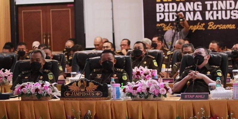 Jaksa Agung Muda Tindak Pidana Khusus (Jampidsus) Febrie Adriansyah saat menghadiri Rapat Kerja Teknis (Rakernis) Bidang Pidana Khusus Tahun 2022/ANTARA