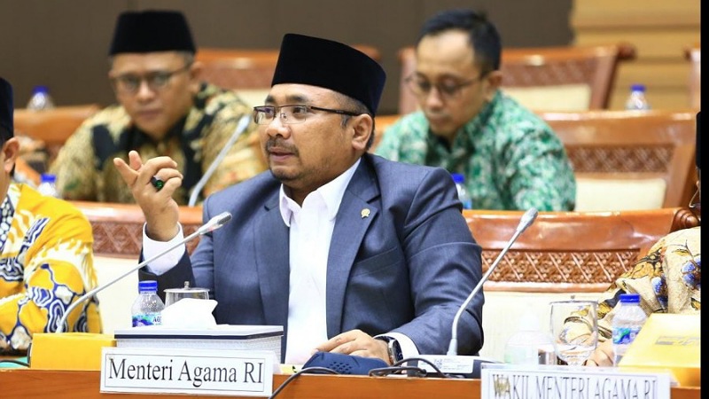 Menteri Agama Yaqut Cholil Qoumas saat RDP dengan Komisi VIIi DPR RI/Kemenag