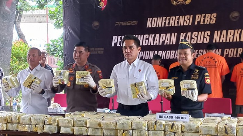 Rilis barang bukti pengungkapan kasus narkoba seberat 149 gram/Repro