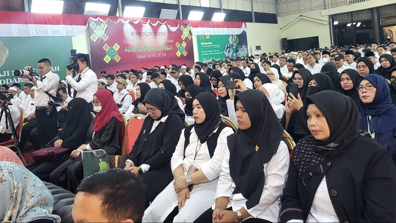 Tenaga pendukung PPIH Arab Saudi sedang mengikuti Bimtek, Minggu (21/5). (Foto: Dok Kemenag)