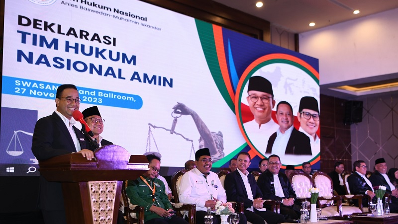 Deklrasi tim Hukum AMIN. (Foto: JPNN)