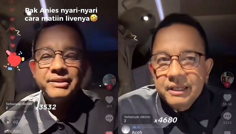 Potongan layar Live TikTok Capres Anies Baswedan. -