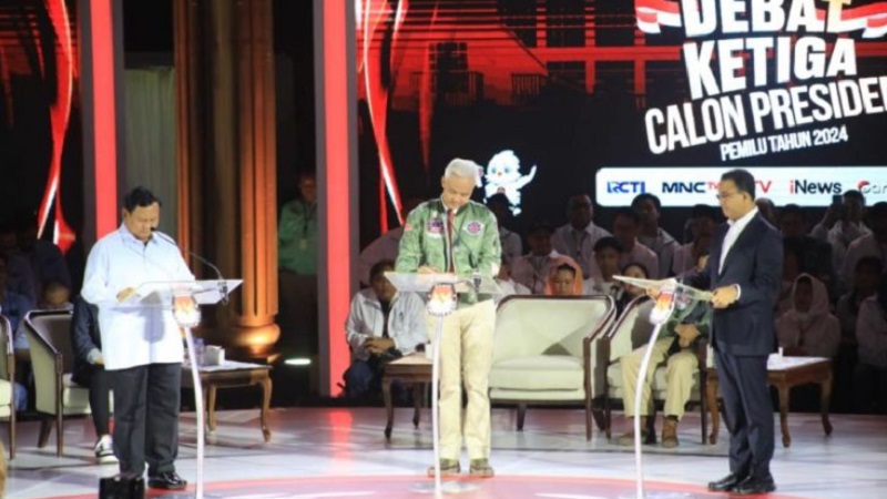 Debat ketiga capres Pemilu tahun 2024. (Foto: Repro)