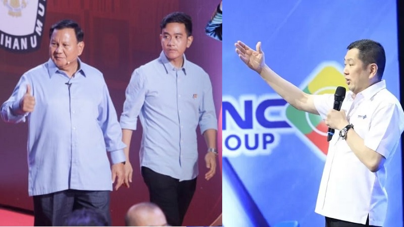 Kolase pasangan Capres dan Cawapres nomor urut 2, Prabowo-Gibran dengan Executive Chairman MNC Group Hary Tanoesudibjo. -