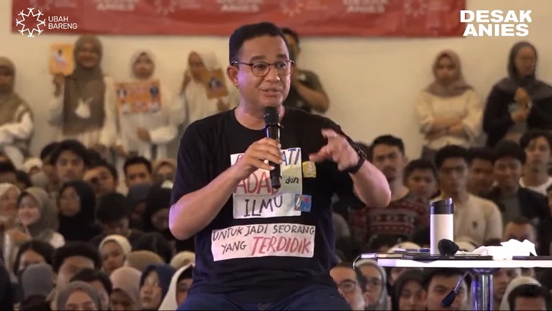 Acara Desak Anies  di Rocket Convention Hall, Sleman, Selasa siang (23/1). (TangkapanLayar)