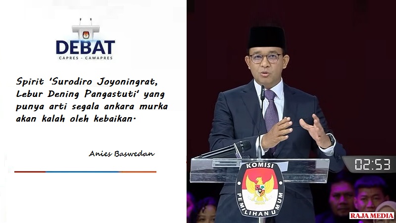 Capres nomor urut 1, Anies Baswedan saat debat Capres kelima atau terakhit. (Foto: Repro)