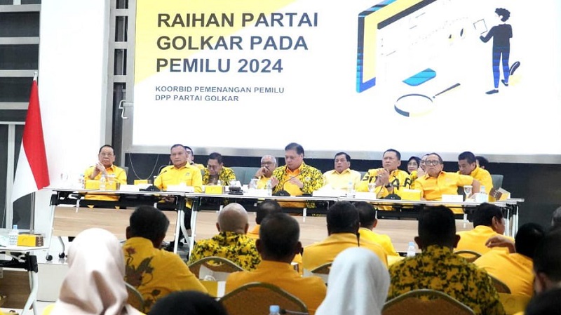 Rapat pleno raihan Partai Golkar di Pemilu 2024. (Foto: Ost)