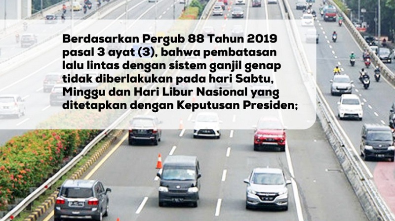 Jakarta bebas ganjil-genap dari tanggal 6 - 15 April 2024. (Foto: Repro)