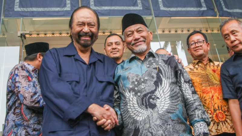 Ketua Partai NasDem Surya Paloh dalam salah satu pertemuan dengan Presiden PKS Ahmad Syaikhu. [Foto: Repro]