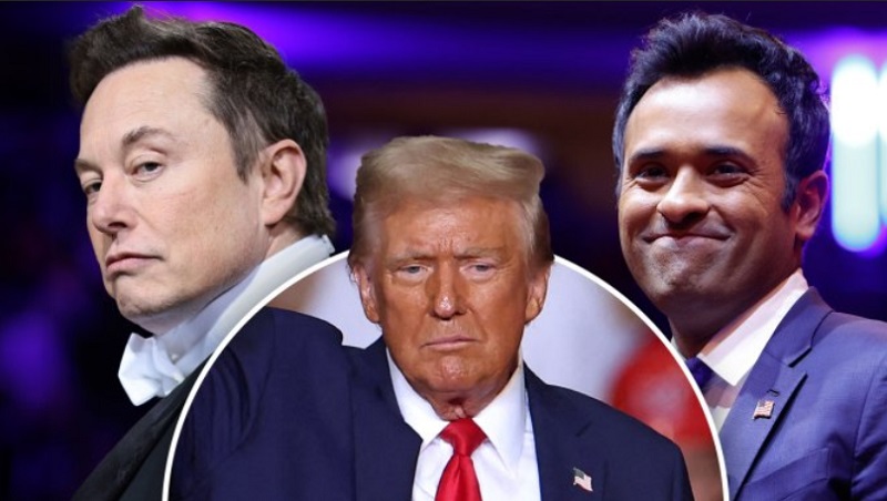 Elon Musk, Donald Trump and Vivek Ramaswamy. [Foto: Dok Getty Images]