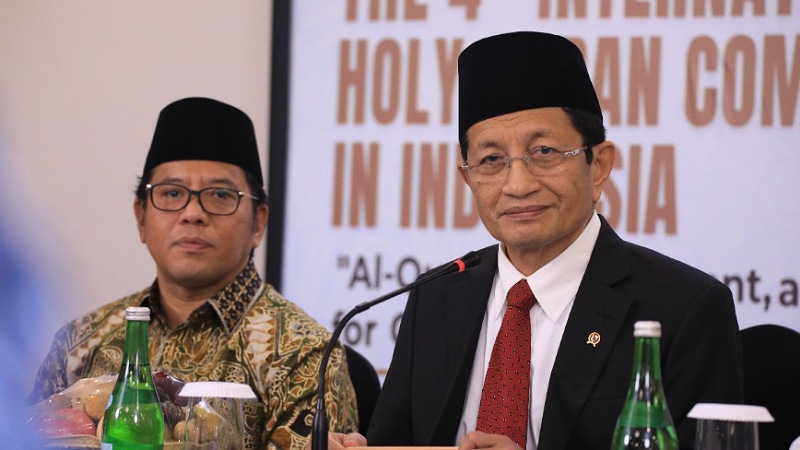 Menteri Agama Nasarudin Ummar memberikan keterangan pers terkait MTQ Internasional. [Foto: Dok Kemenag/RM}