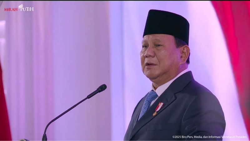 Presiden Prabowo Subianto saat peluncuran Badan Pengelola Investasi Daya Anagata Nusantara (Danantara), Senin, 24 Februari 2025. - Tangkapan Layar -