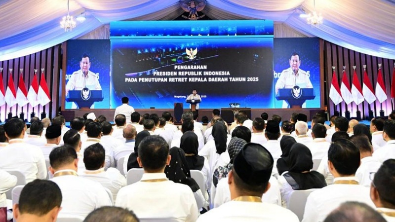 Presiden Prabowo Subianto resmi menutup retret Kepala Daerah dan Wakil Kepala Daerah Tahun 2025. - Foto: BPMI Setpres -