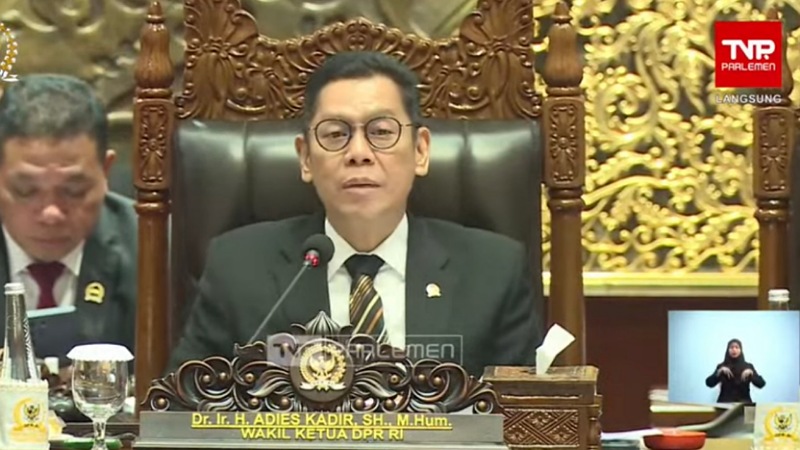 DPR Terima Surpres Calon Deputi Gubernur BI dan Dewan Komisioner LPS Wakil Ketua DPR RI Adies Kadir - Tangkapan Layar -