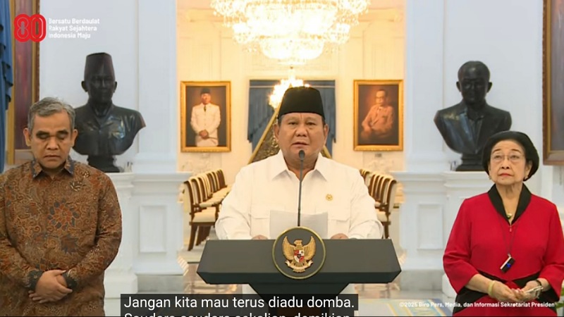BREAKING! Prabowo: Aspirasi Rakyat Harus Didengar, Anarkisme Harus Ditindak! Presiden Prabowo Subianto bersama sejumlah pimpinan Parpol dan Ketua DPR, MPR, dan DPD meyampaikan pernyataan sikap terkati kondisi stabilitas saar ini. - YouTube Setpres -