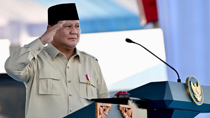 Presiden Prabowo pada Upacara Gelar Pasukan Operasional dan Kehormatan Militer di Landasan Suparlan, Komplek Pendidikan dan Pelatihan Komando Pasukan Khusus (Kopassus), Kabupaten Bandung Barat, Provinsi Jawa Barat - BPMI Setpres -