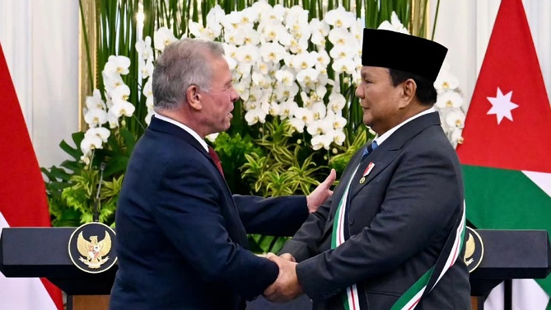 Prabowo Terima Penghargaan Tertinggi Yordania di Istana Merdeka