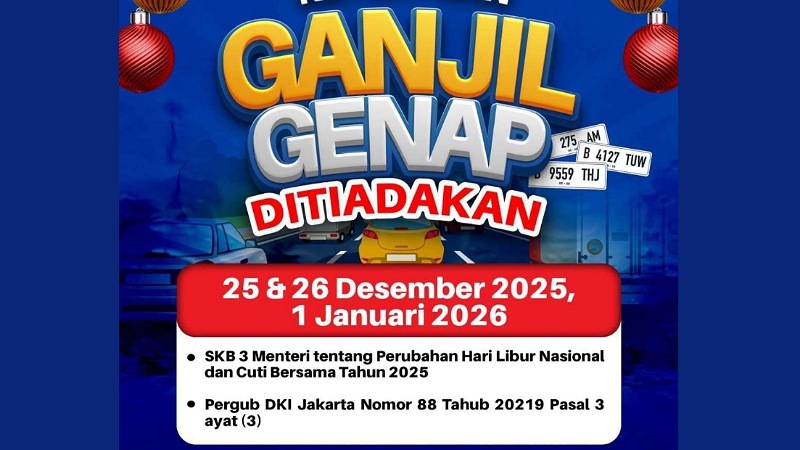 Libur Nataru, DKI Jakarta Tiadakan Ganjil Genap!