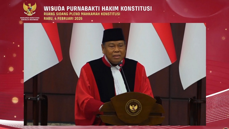 Hakim Konstitusi Arief Hidayat menutup masa pengabdiannya di Mahkamah Konstitusi (MK) - Foto: Tangkapan Layar TV MK -
