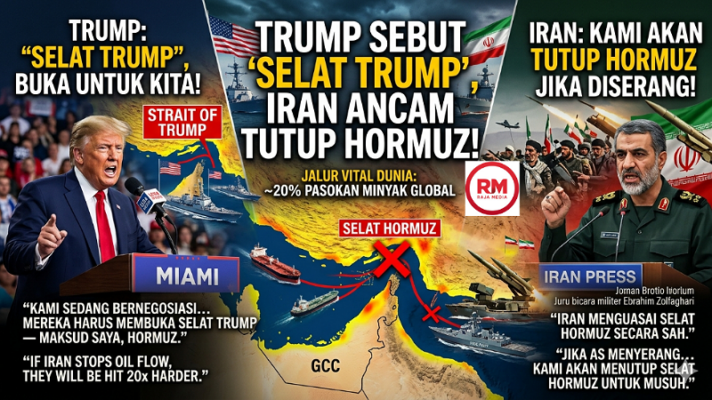 Trump Sebut “Selat Trump”, Iran Bereaksi Keras dan Ancam Tutup Hormuz!