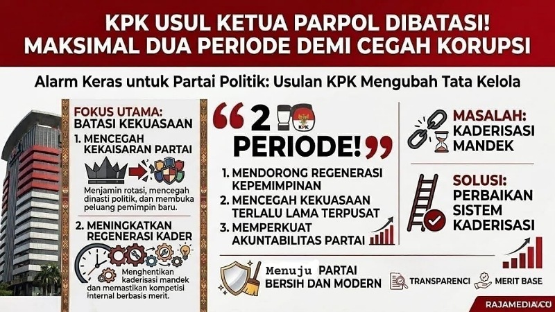 KPK Usul Ketua Parpol Dibatasi! Maksimal Dua Periode Demi Cegah Korupsi