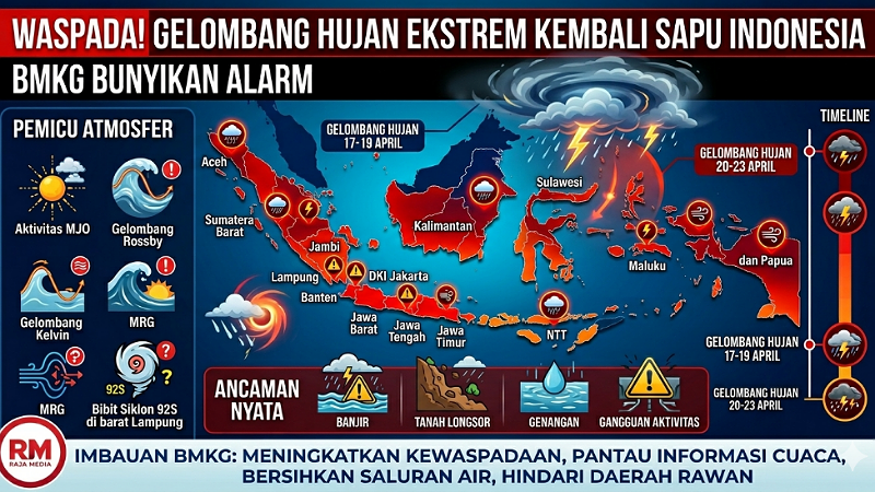 Waspada! Gelombang Hujan Ekstrem Kembali Sapu Indonesia, BMKG Bunyikan Alarm