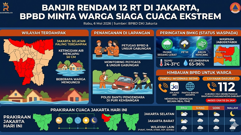 12 RT di Jakarta Terdampak Banjir, BPBD Minta Warga Siaga Cuaca Ekstrem