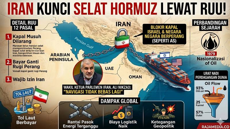 Iran Kunci Selat Hormuz Lewat RUU! Kapal Israel-AS Terancam Diblokir
