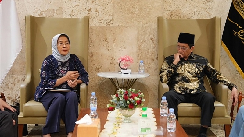 Menteri Agama Nasaruddin Umar saat menerima Ketua Komnas Perempuan Maria Ulfah Anshor - Foto: Dok Kemenag -
