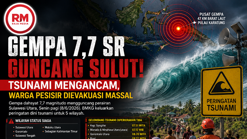 Tsunami Mengancam! Gempa 7,7 SR Guncang Sulut