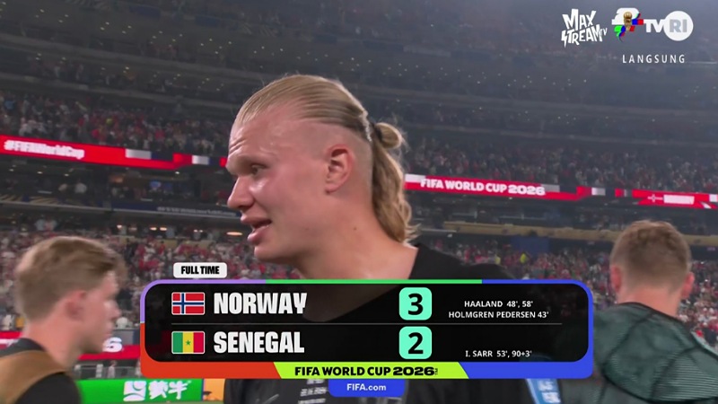 Haaland Jadi Pembeda, Norwegia Menang Dramatis 3-2 atas Senegal