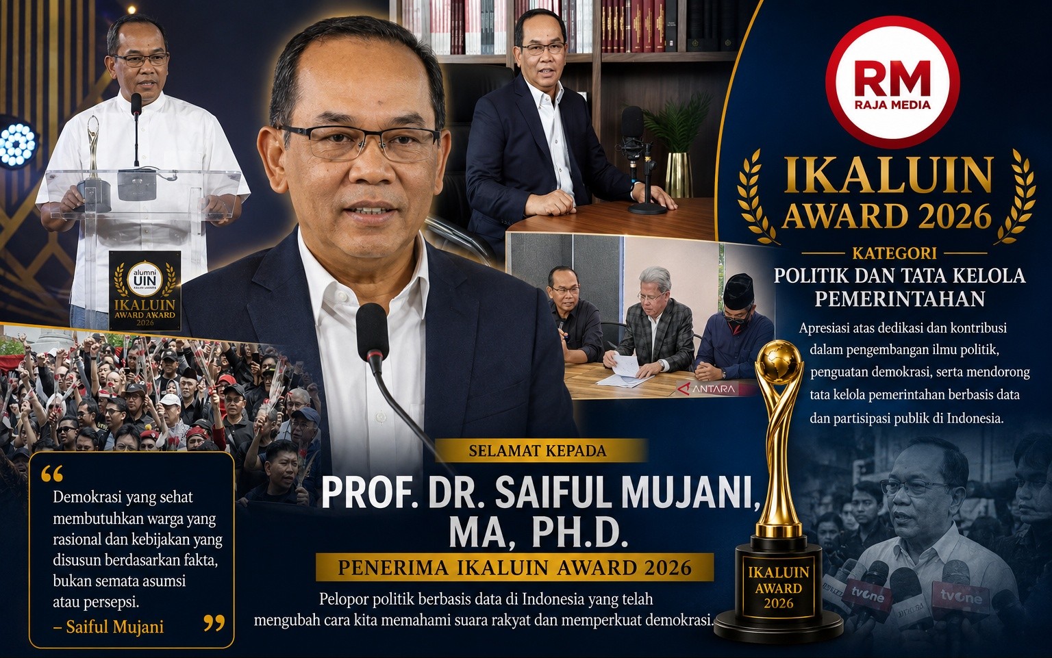 Prof. Saiful Mujani Raih IKALUIN Award 2026, Pelopor Politik Berbasis Data di Indonesia