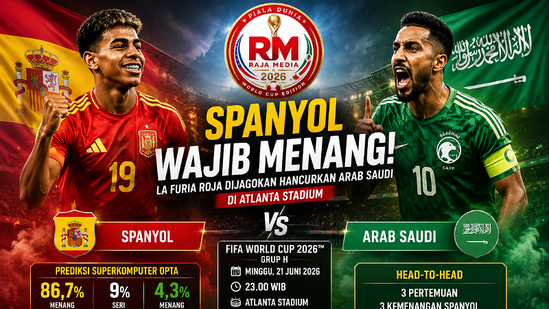 Ilustrasi prediksi pertandinngan Spanyol Vs Arab Saudi - RMN -