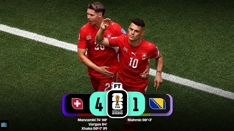 Swiss Menggila! Bosnia Dihajar 4-1, Xhaka Cs Kuasai Puncak Grup B