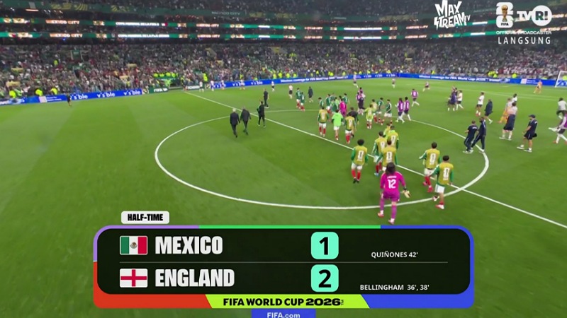 Bellingham Menggila! Inggris Bungkam Meksiko 2-1 di Babak Pertama