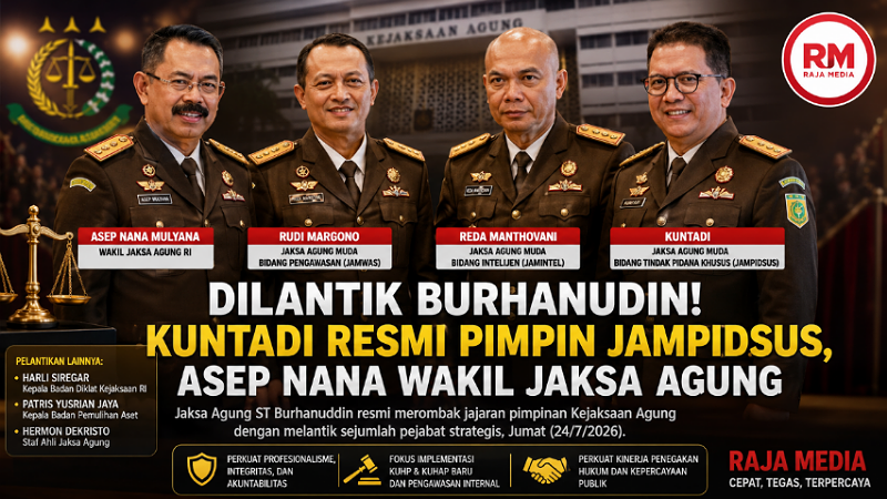 Dilantik Burhanudin! Kuntadi Resmi Pimpin Jampidsus, Asep Nana Wakil Jaksa Agung