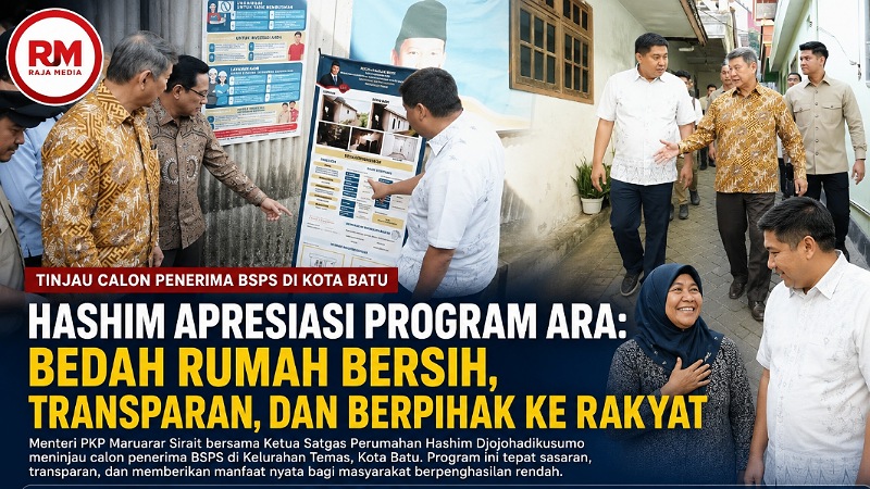 Menteri PKP Maruarar Sirait bersama Ketua Satgas Perumahan Hashim Djojohadikusumo saat meninjau calon penerima bantuan di Kelurahan Temas, Kota Batu, Jawa Timur, Rabu (1/7/2026). - RMN -