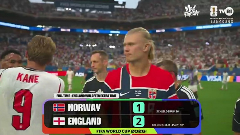 Inggris Lolos Dramatis! Belingham Bungkam Norwegia di Extra Time, Skor 2-1