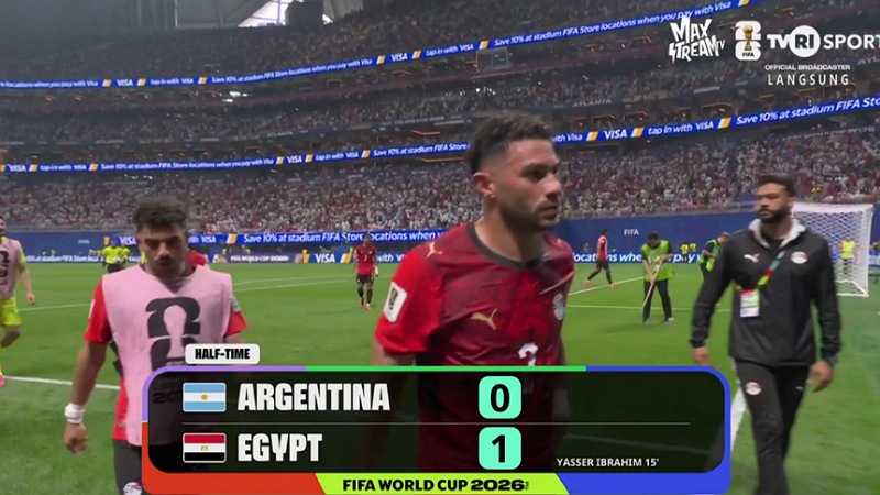 Kejutan Babak Pertama! Argentina Tertinggal 0-1 dari Mesir, Messi Gagal Penalti