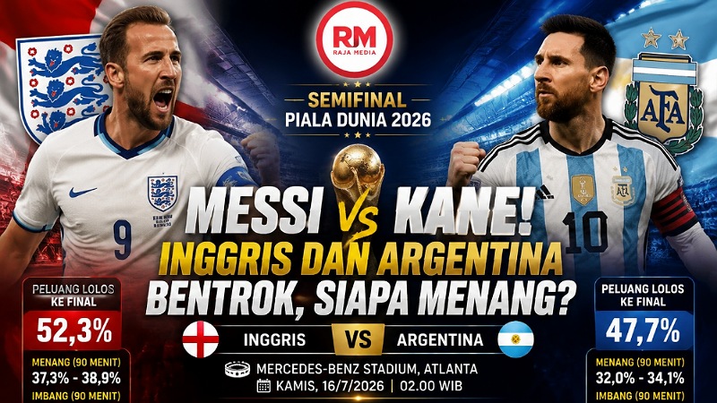 Messi vs Kane! Inggris dan Argentina Bentrok, Siapa Menang?