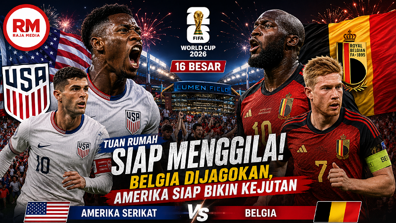 Ilustrasi prediksi pertandingan Amerika Vs Belgia di babak 16 besar - RMN -