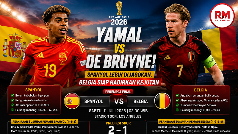 Yamal VS De Bruyne! Spanyol Lebih Dijagokan, Belgia Siap Hadirkan Kejutan