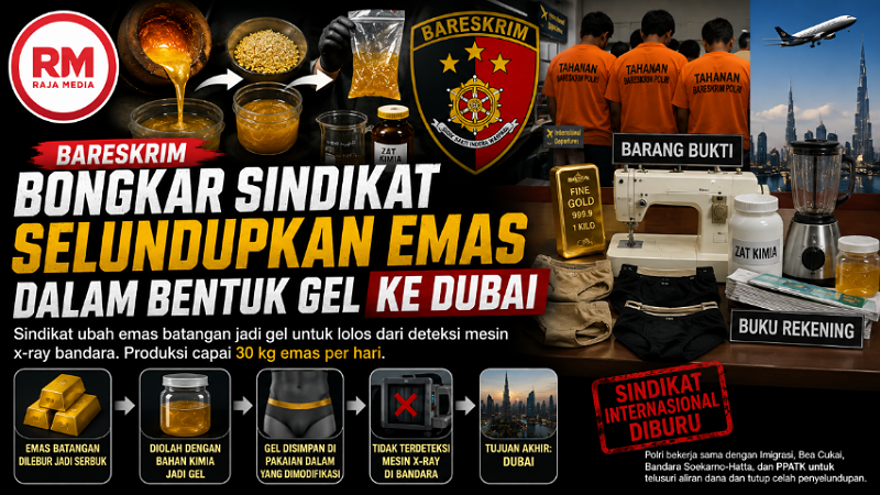 Bareskrim Bongkar Sindikat Selundupkan Emas dalam Bentuk Gel ke Dubai