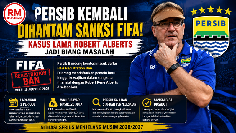 Persib Kembali Dihantam Sanksi FIFA, Kasus Lama Robert Alberts Jadi Biang Masalah
