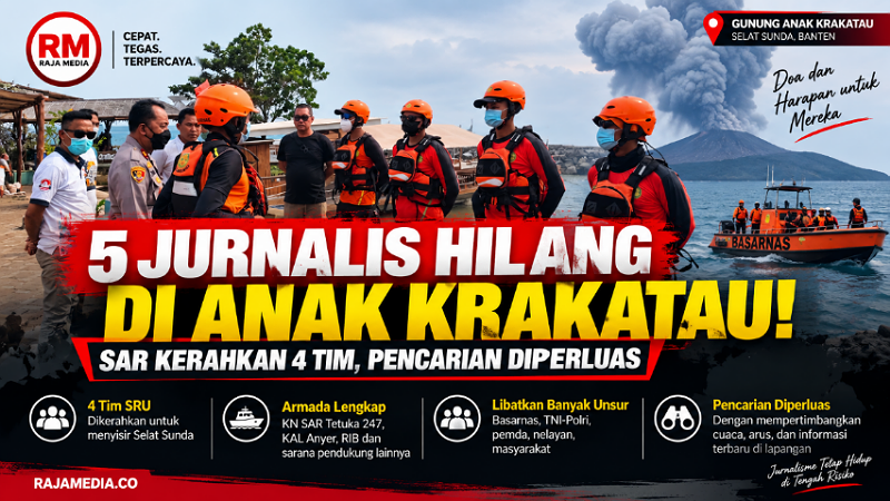5 Jurnalis Hilang di Anak Krakatau! SAR Kerahkan 4 Tim, Pencarian Diperluas