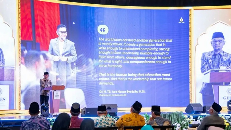 Gubernur Lemhannas RI Dr TB Ace Syadzily saat menjadi pembicara Global Islamic Holistic Education Summit (GIHES) di Hotel Borobudur, Jakarta, Sabtu malam (5/9/2026). - Foto: IST/RMN -
