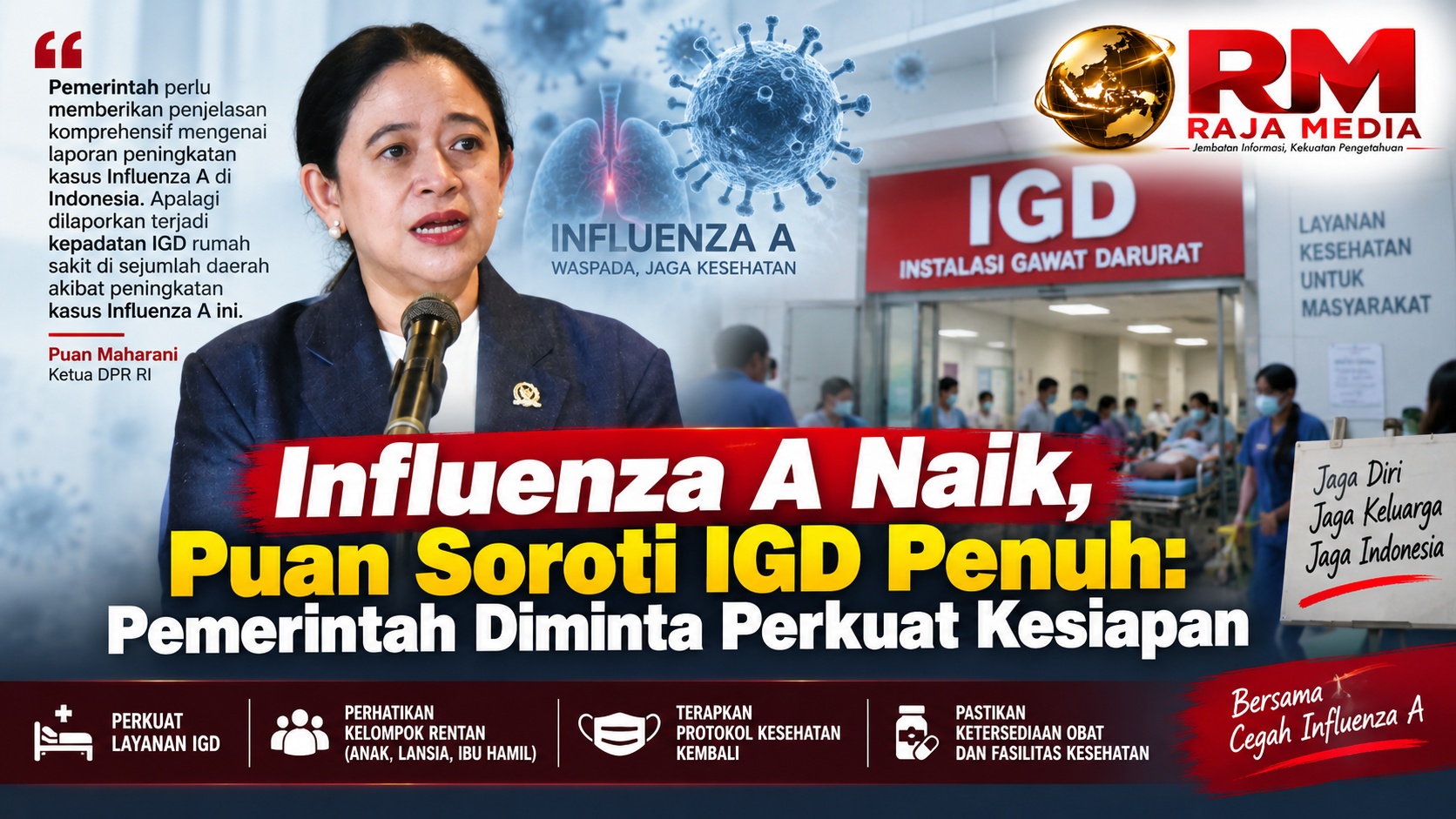Ketua DPR RI Puan Maharani menyoroti peningkatan aktivitas Influenza A di Indonesia pada awal September 2026. - RMN -