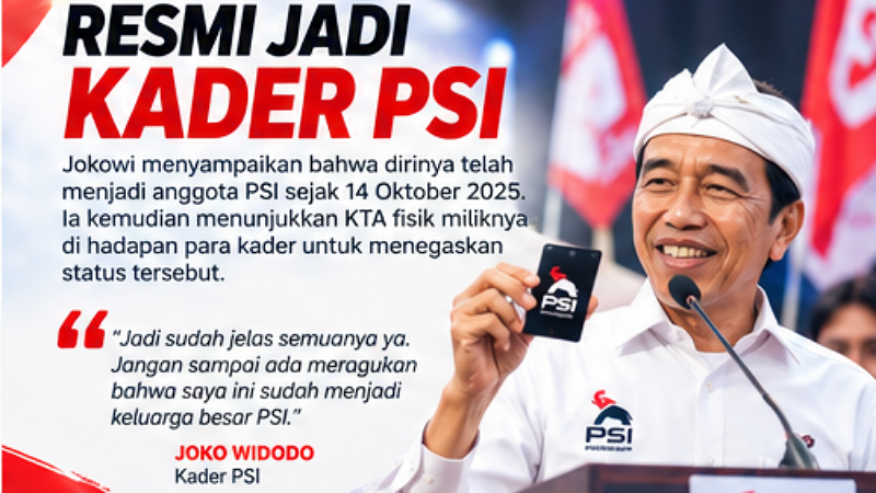 Foto ilustrasi Presiden ke 7 Jokow Widodo tunjukan KTA PSI - RMN -